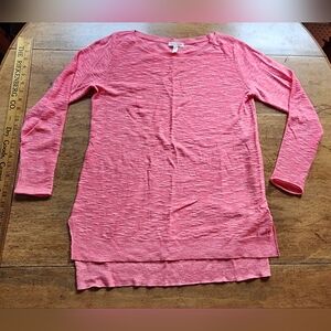 EUC Eileen Fisher XS slub organic linen cotton split hem tunic coral salmon pink